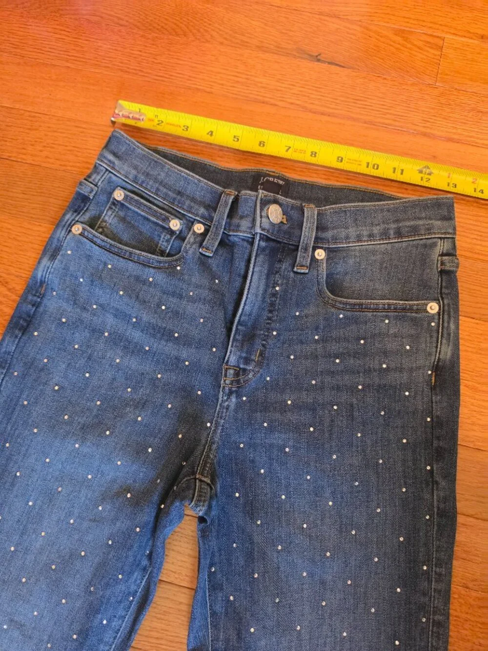 J. Crew Essential Straight Rhinestone Studded Front Jeans - Size 26